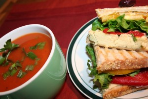 Roasted red pepper and pepper jack cheese panini bliss!